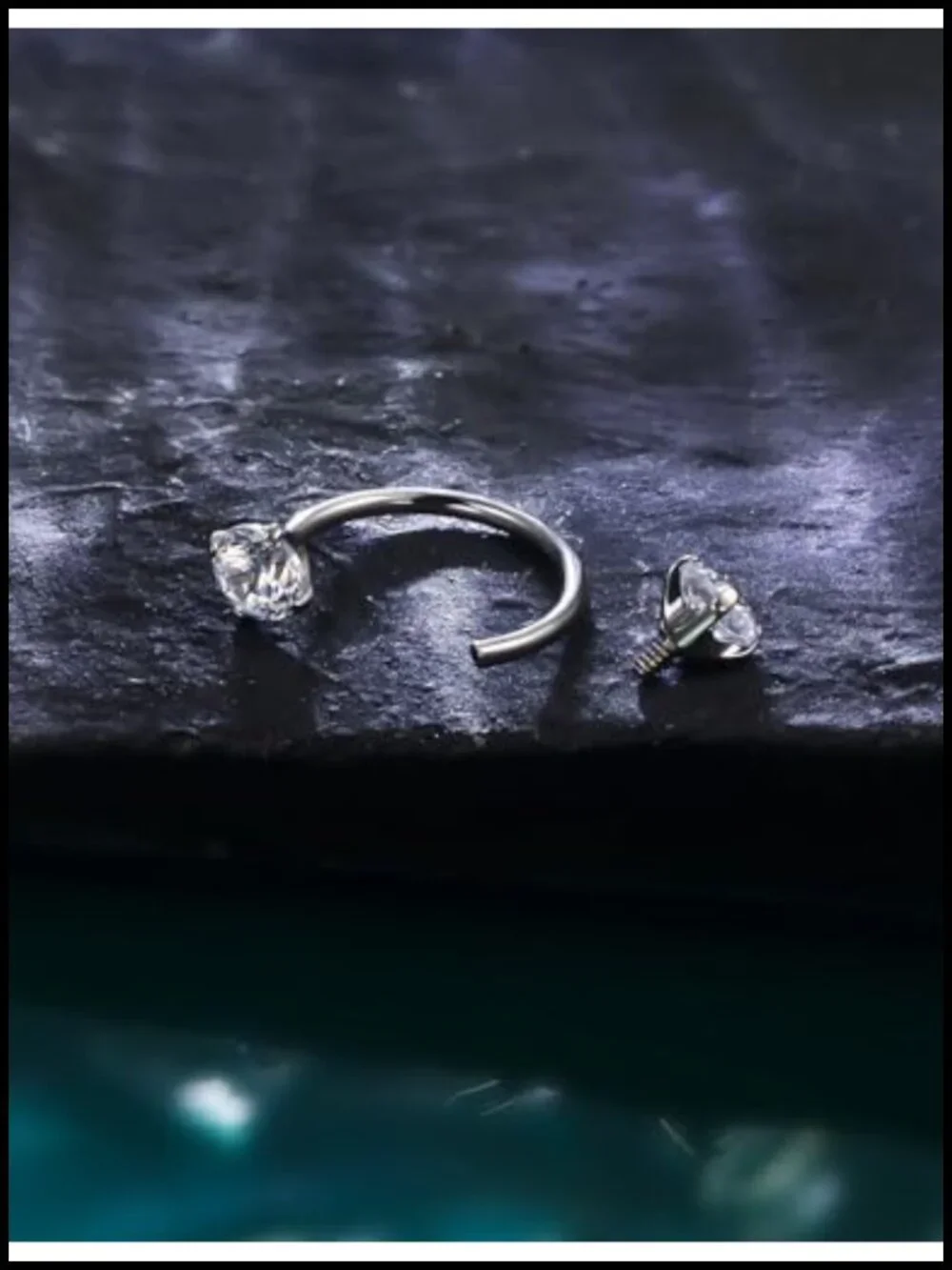 Titanium CZ Horseshoe Nose Ear Septum Lip Rings Piercing Jewelry